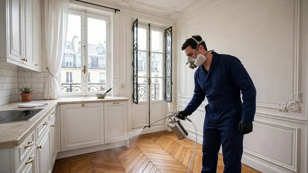 Équipe professionnelle de désinsectisation à Paris prête à intervenir chez un particulier